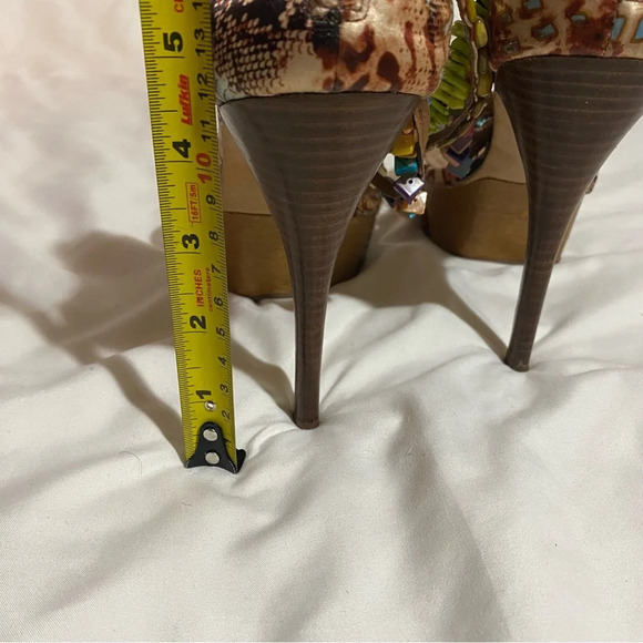 Zigi New York Bohemian Beaded floral sexy high heels platform  sandals size 9 - Picture 8 of 9